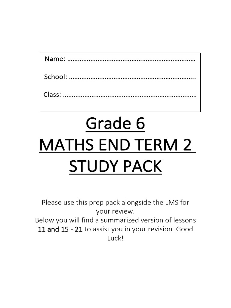 Maths End Term 2 Study Pack | PDF | Triangle | Angle