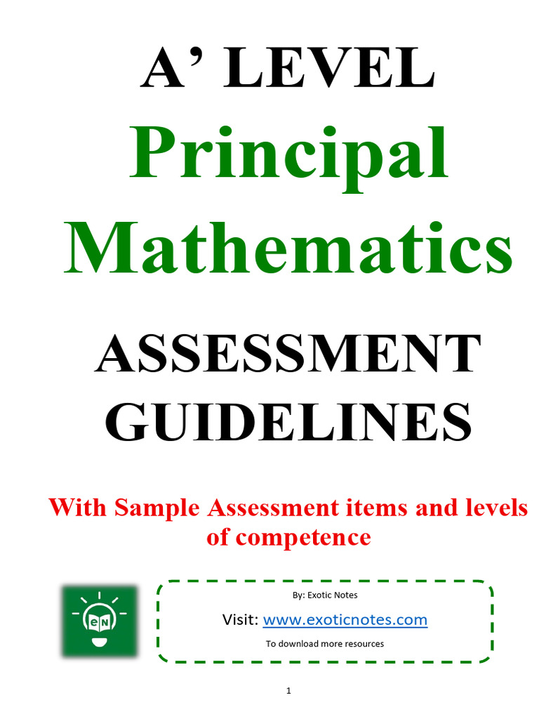 A Level Principal Mathematics Pure Maths Assessment Guidelines | PDF ...