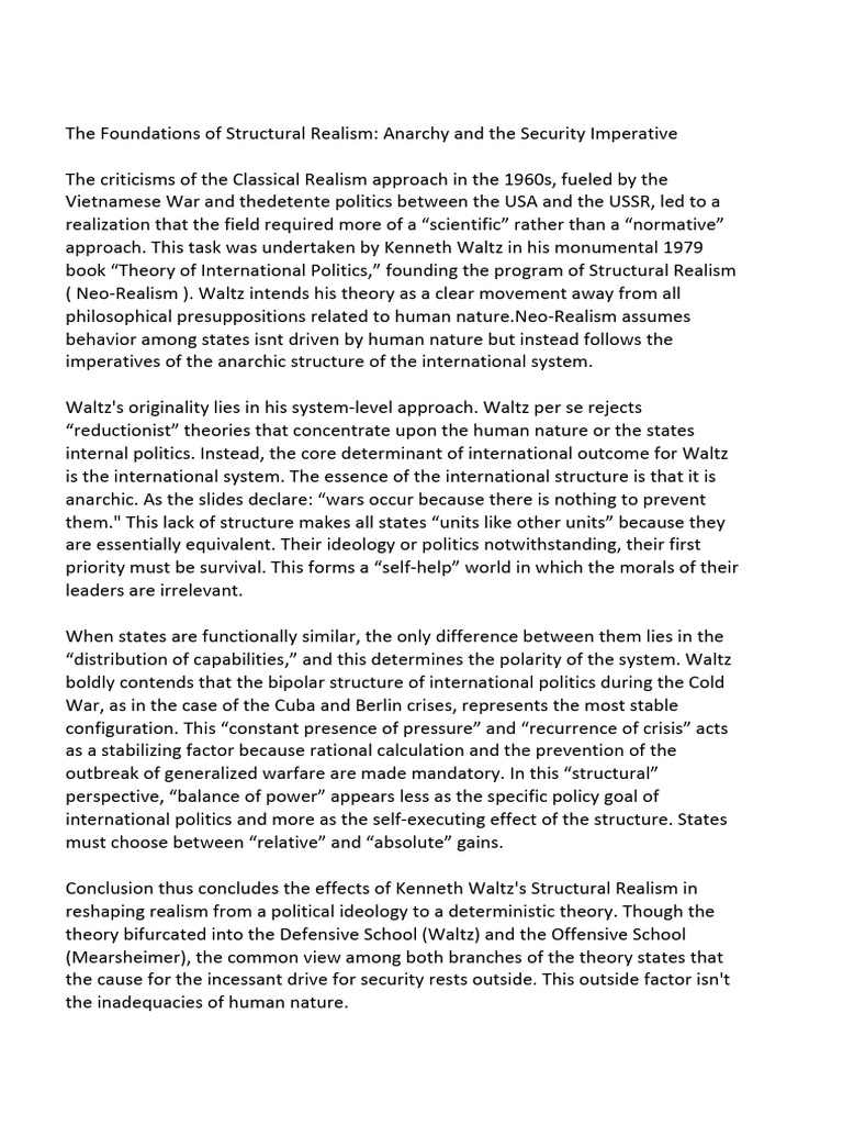 Structural Realism | PDF | International Relations | Scientific Theories