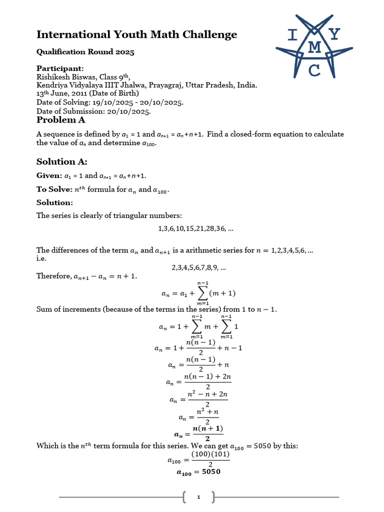 International Youth Math Challenge Solutions | PDF | Prime Number | Area