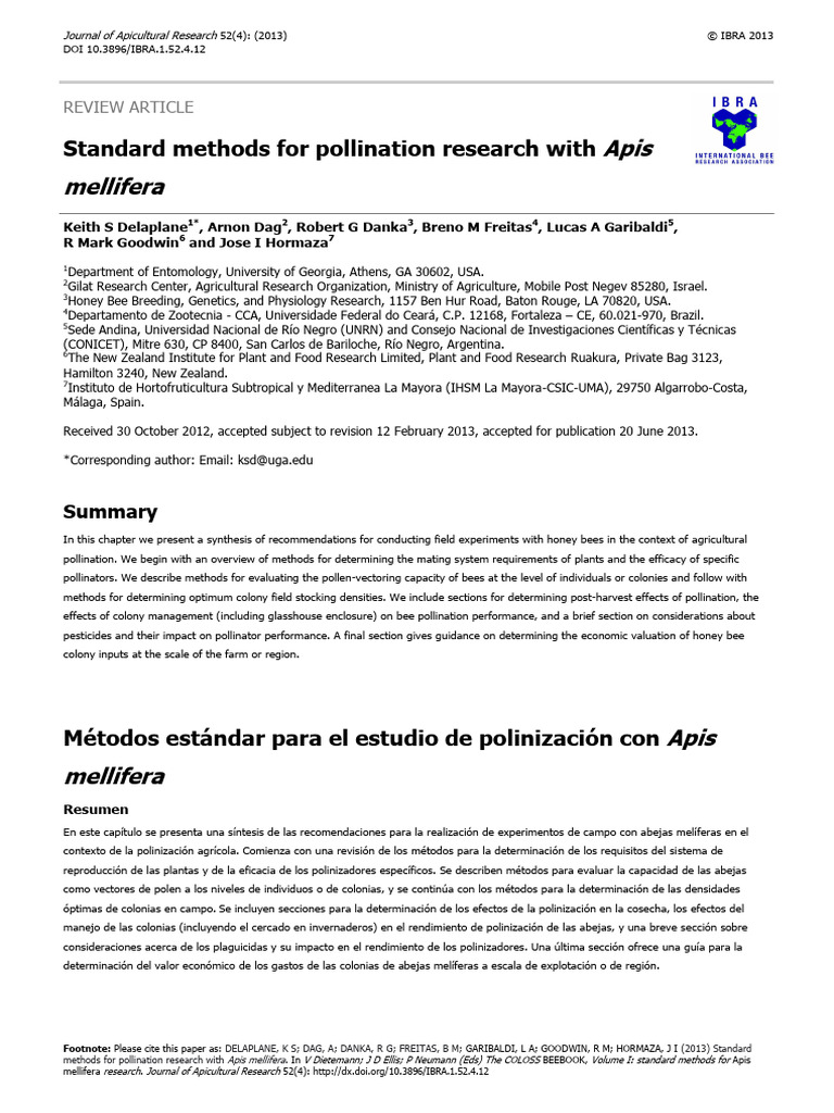 Standard methods for pollination research | PDF | Pollination | Flowers