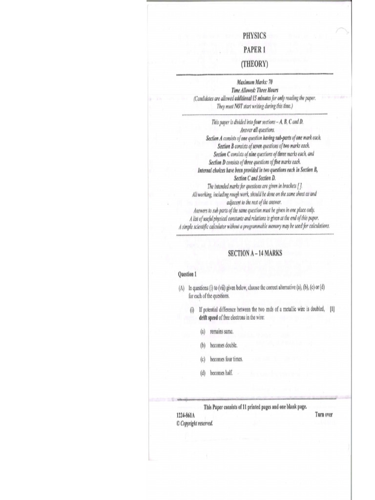 861a - Physics Paper 1 | PDF