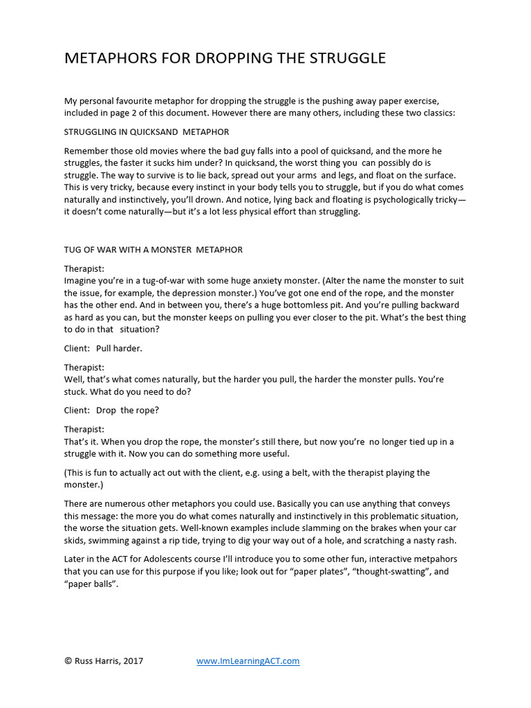 Metaphors For Dropping The Struggle | PDF