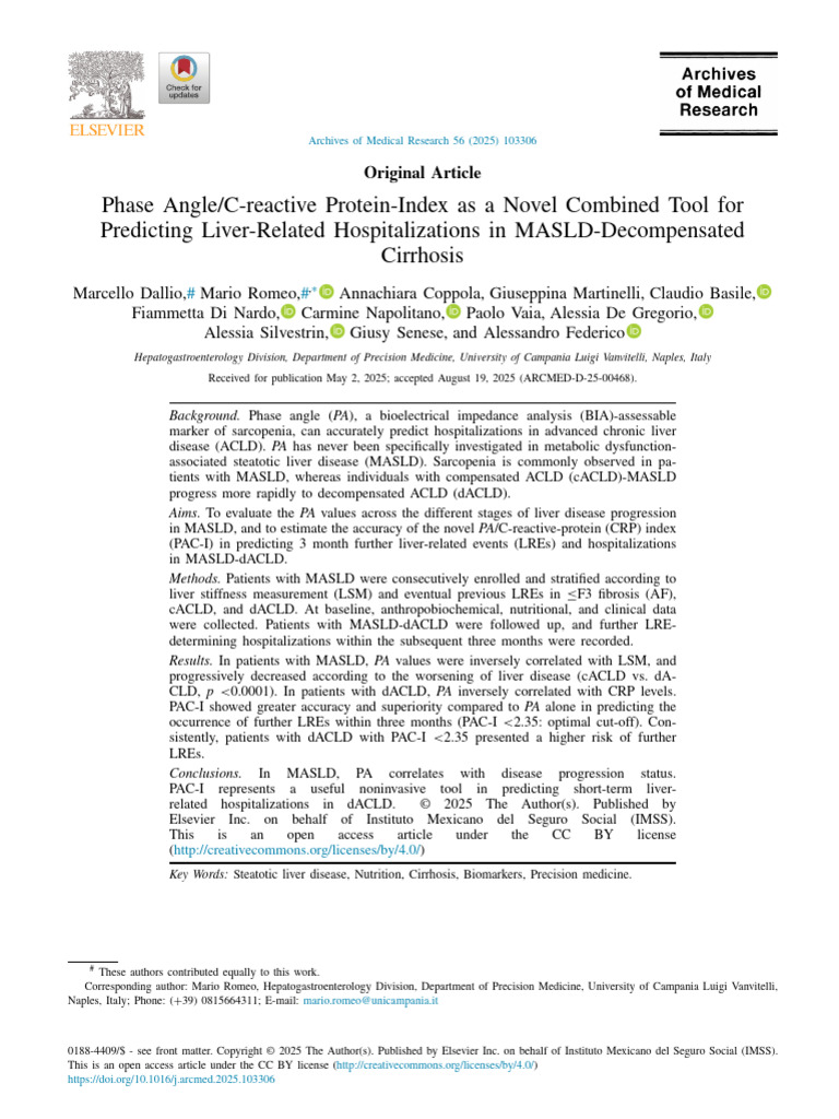 Phase AngleC-reactive Protein-Index As A Novel Combined Tool For | PDF ...
