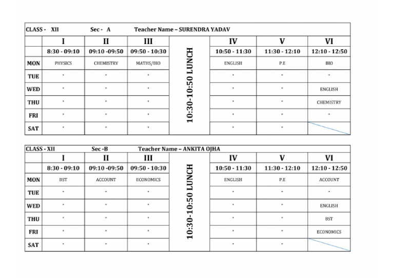 Class X and Xii (March+April) Time Table 2026-27 | PDF