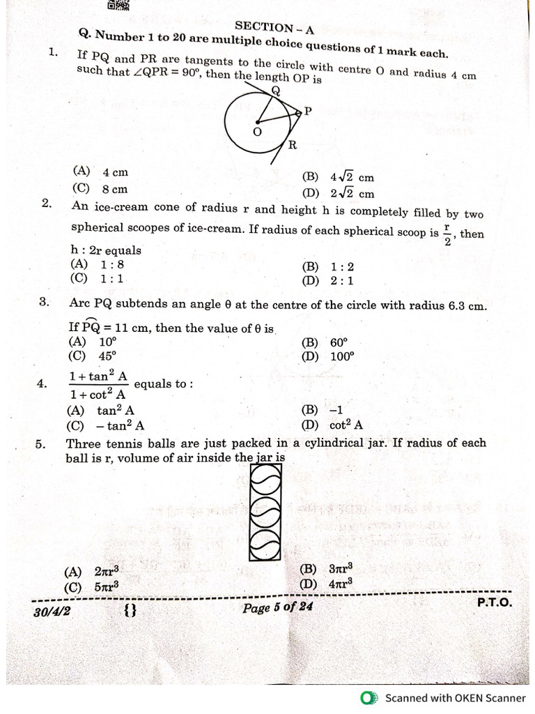 Maths Board Paper (Set - 2) | PDF