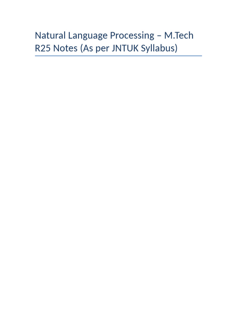 NLP R25 JNTUK Unitwise Notes | PDF | Linguistics | Semantics