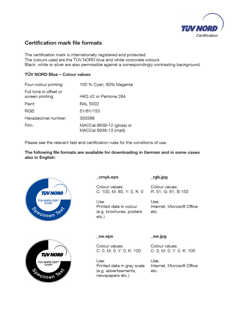 Certification Mark Data Formats-En | PDF