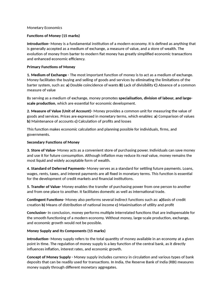 Monetary Economics | PDF | Money Supply | Monetary Policy