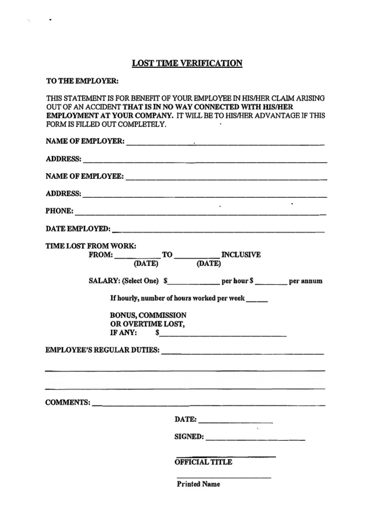 Lost Time Verification | PDF