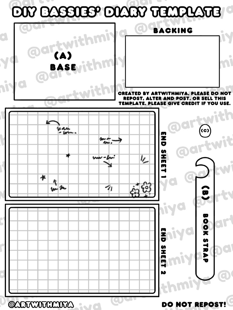 DIY Bassies' Diary Template (Black & White) (Sketchbook Version) | PDF
