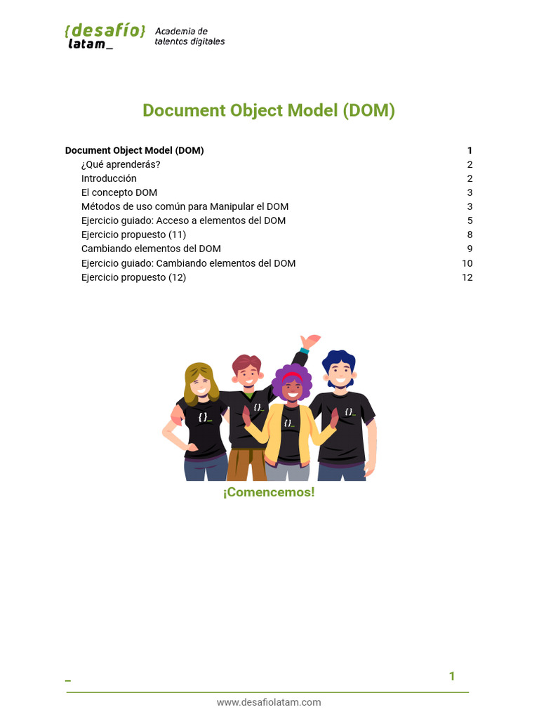 Lectura 4 - Document Object Model (DOM) | PDF | Modelo de objeto de ...