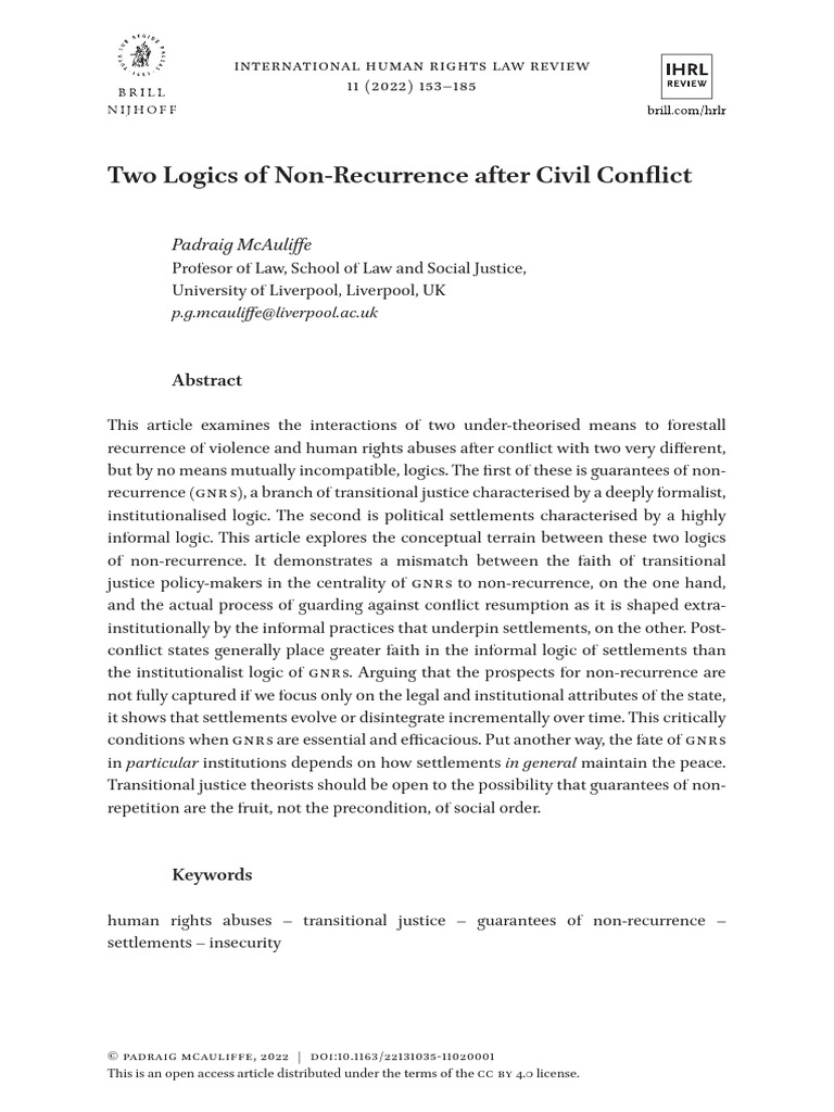 Hrlr Article p153 001 | PDF | Transitional Justice | Violence