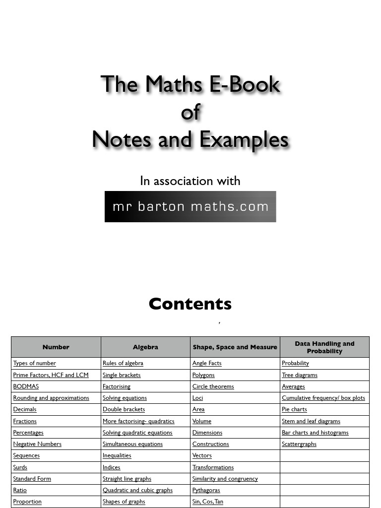 The Maths E-Book of Notes and Examples a(1) (1) | PDF | Mathematical ...