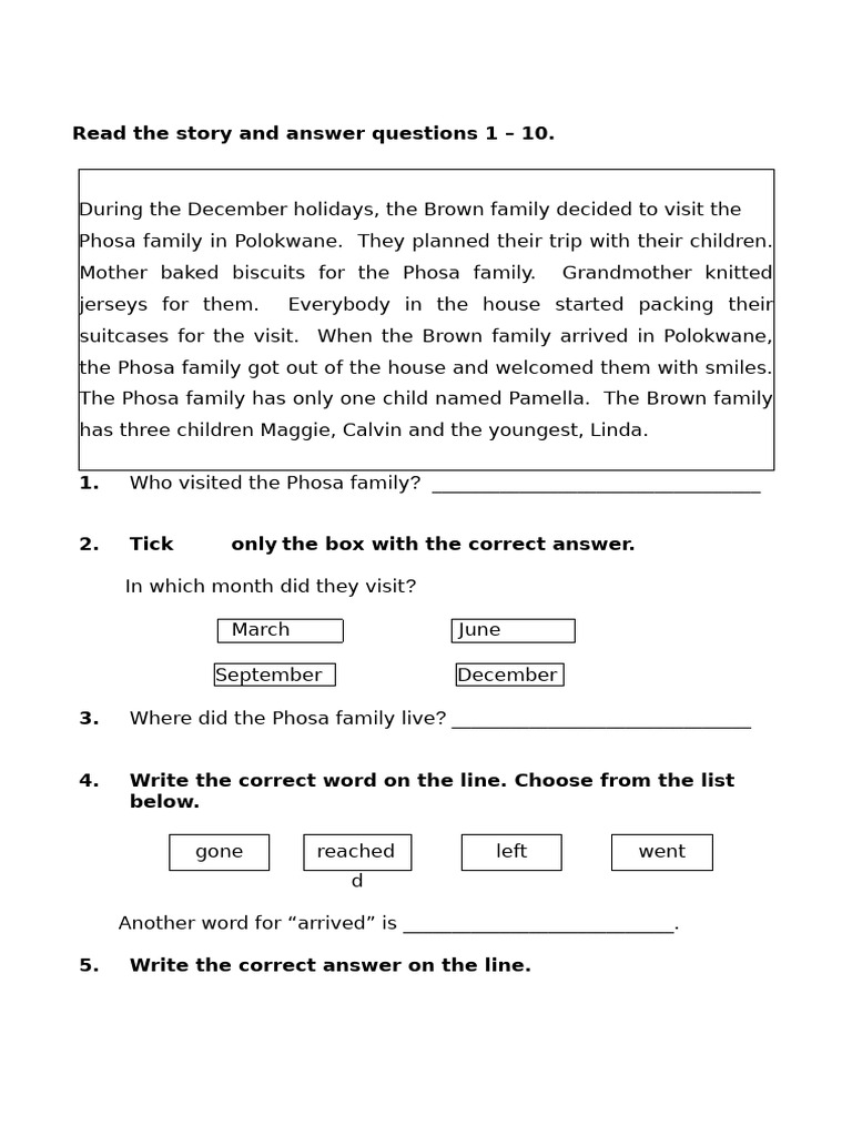 English Literacy Assesment Grade 2 Term 4 | PDF | Lunch | Linguistics