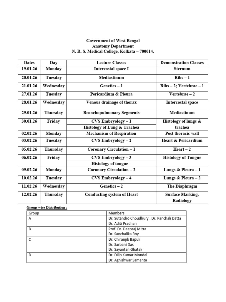 Class Routine - 2025 - 2026 (Student Only) | PDF | Thorax | Lung