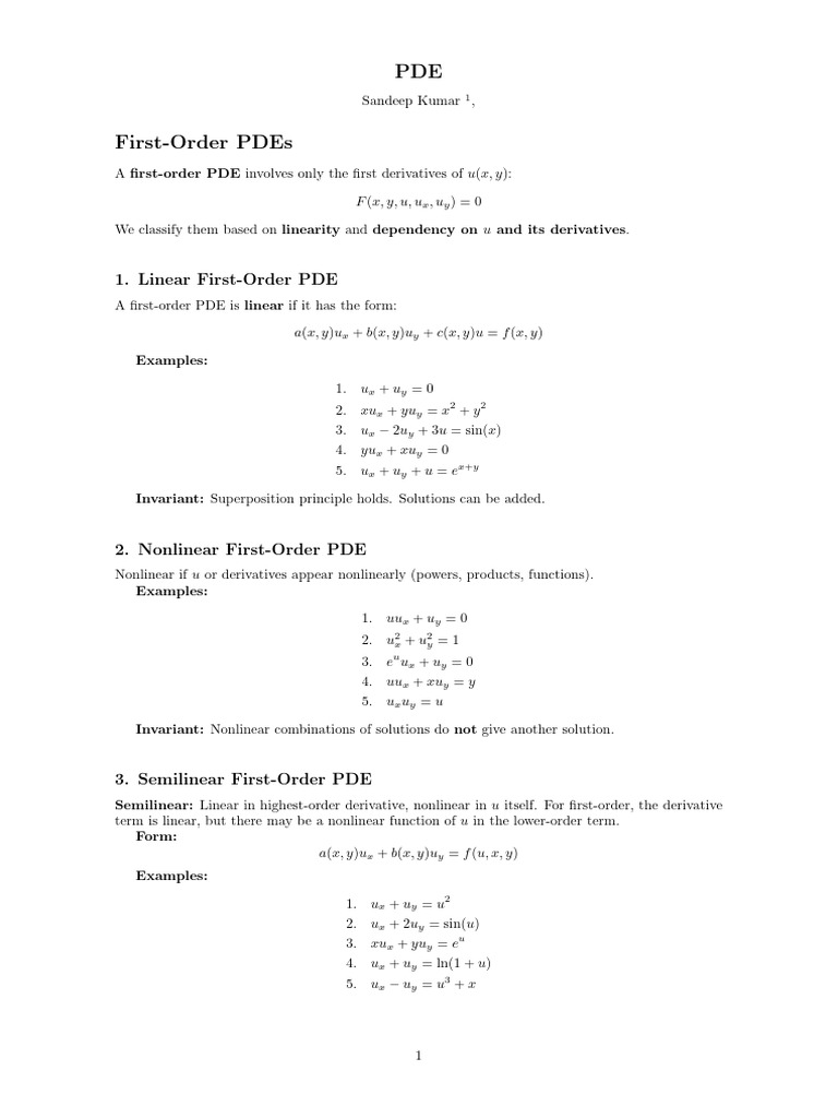 First-Order PDE | PDF | Partial Differential Equation | Differential ...