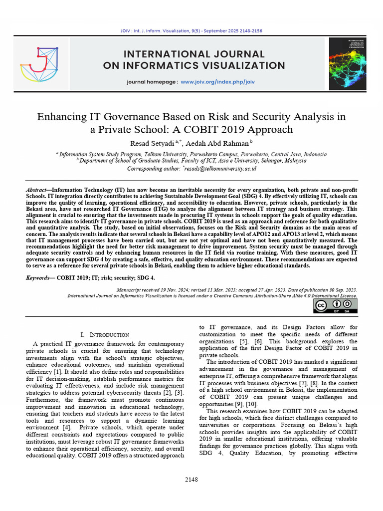 Enhancing IT Governance Based on Risk and Security Analysis In | PDF ...