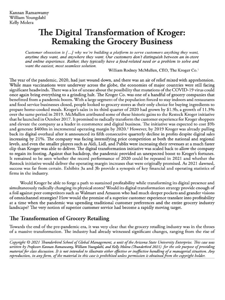Kroger Case Business | PDF