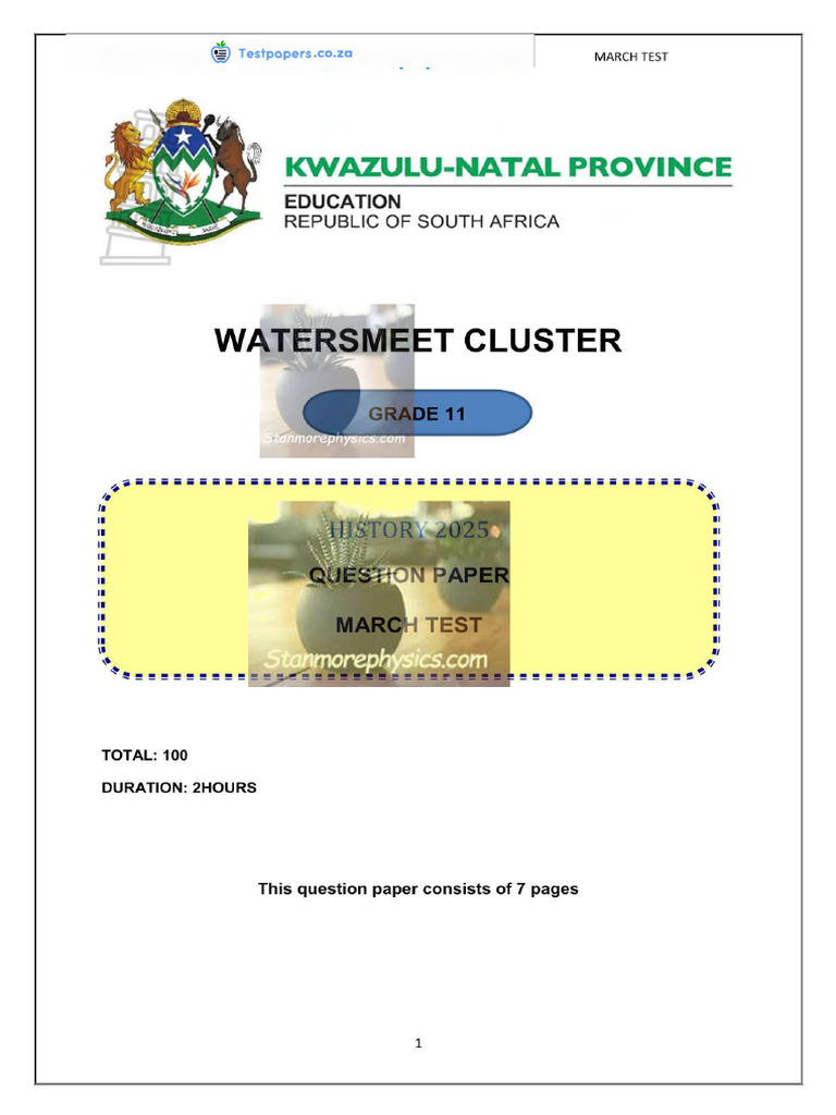 KZN History Grade 11 March 2025 QP and Memo | PDF