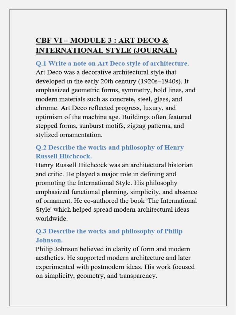 CBF VI Module 3 Art Deco International Style Journal | PDF | Art Deco ...
