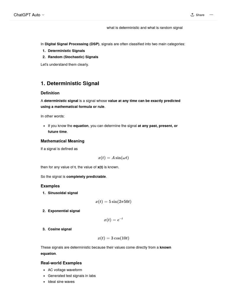 Deterministic vs Random Signals | PDF | Sampling (Signal Processing ...