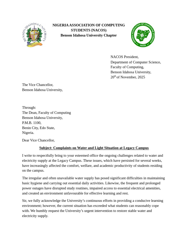 Letter To VC | PDF
