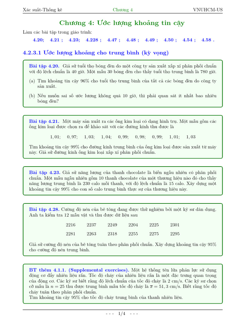 XSTK Chapter4 Exercises List | PDF