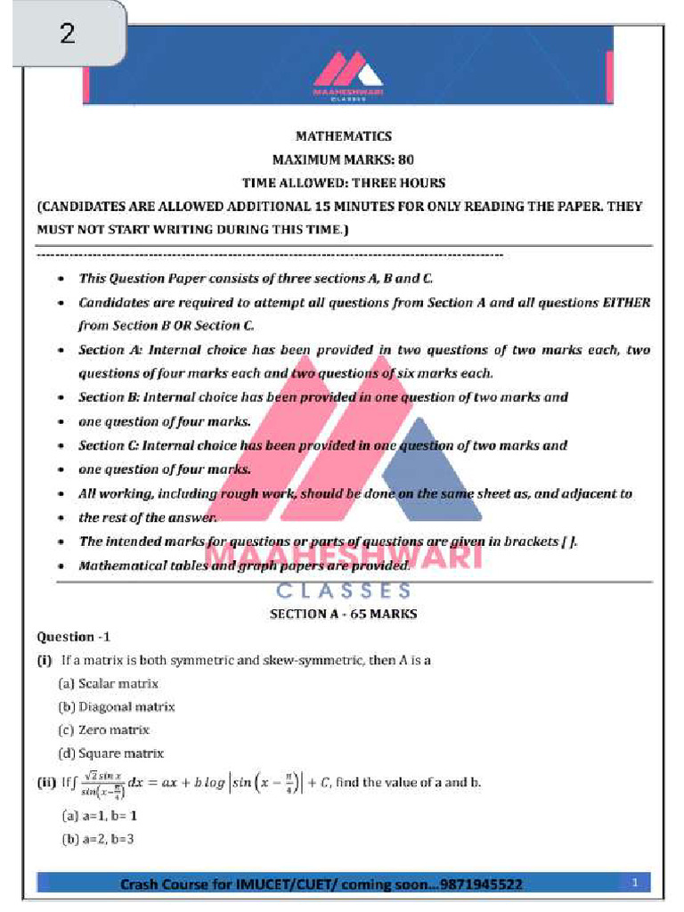 BSP 1 Maths-1 | PDF