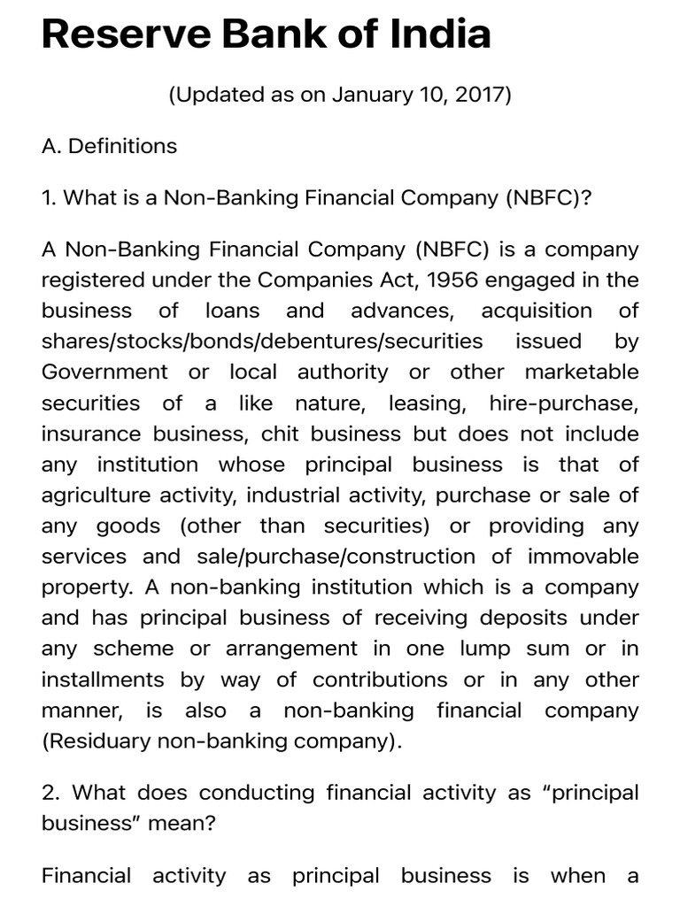 NBFC Corporation | PDF | Banks | Reserve Bank Of India