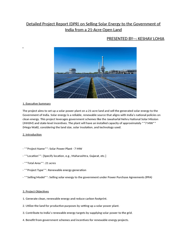 Solar Project Report Solar | PDF | Solar Power | Photovoltaics