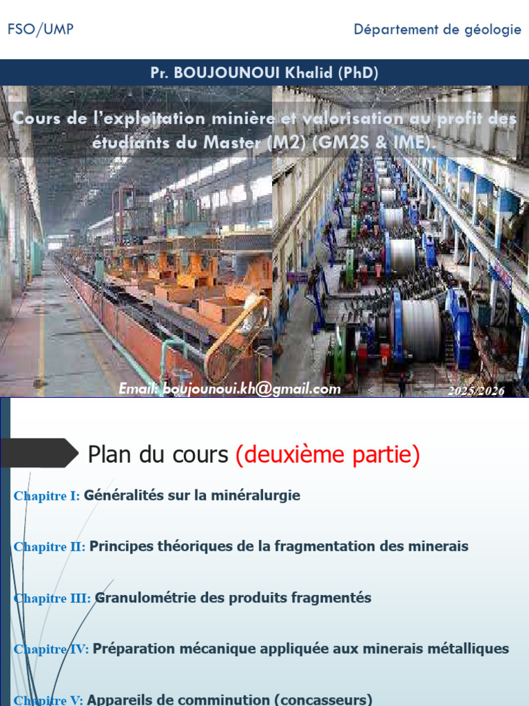 Chapitre I - Minéralurgie I - Khalid - Master | PDF | Métaux | Cuivre