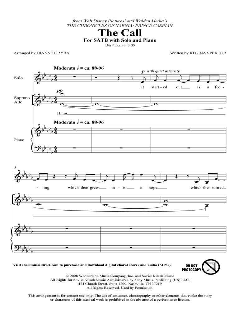 The Call - HS Choir | PDF
