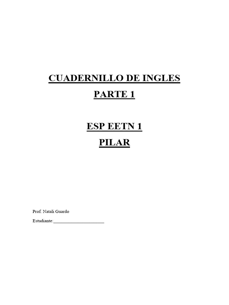 Cuadernillo Ingles-Pilar ESP PRIMER PARTE | PDF | Seed | Plants
