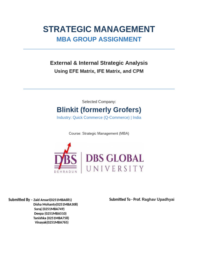 Strategic Management Group Assignment | PDF | E Commerce | Strategic ...