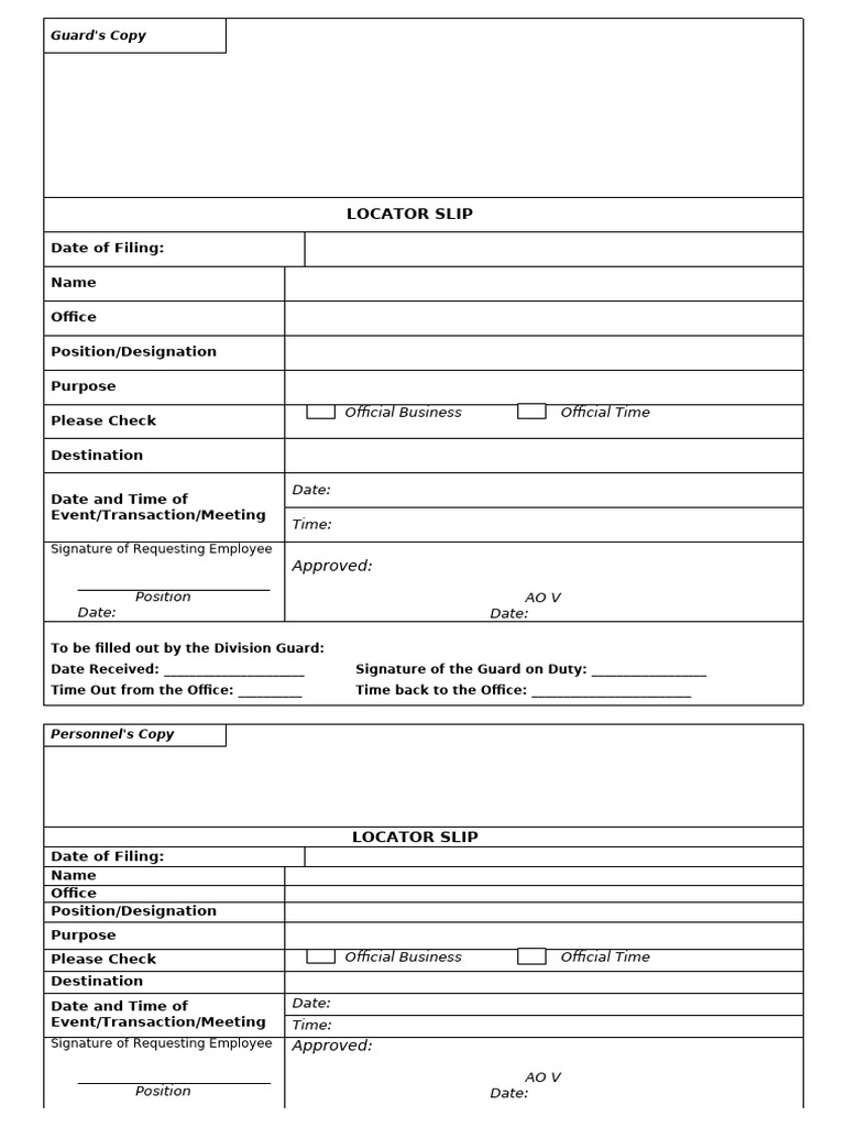 Locator Slip for Admin Staff | PDF