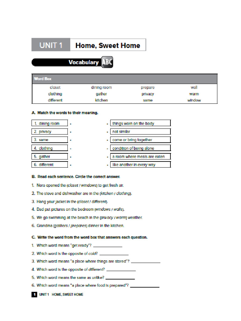 Workbook Unit 1 7° | PDF