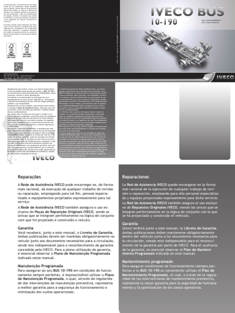 Manual Uso Manutencao BUS E3 10ton Ed01 PN 5803312457 | PDF | Diesel ...