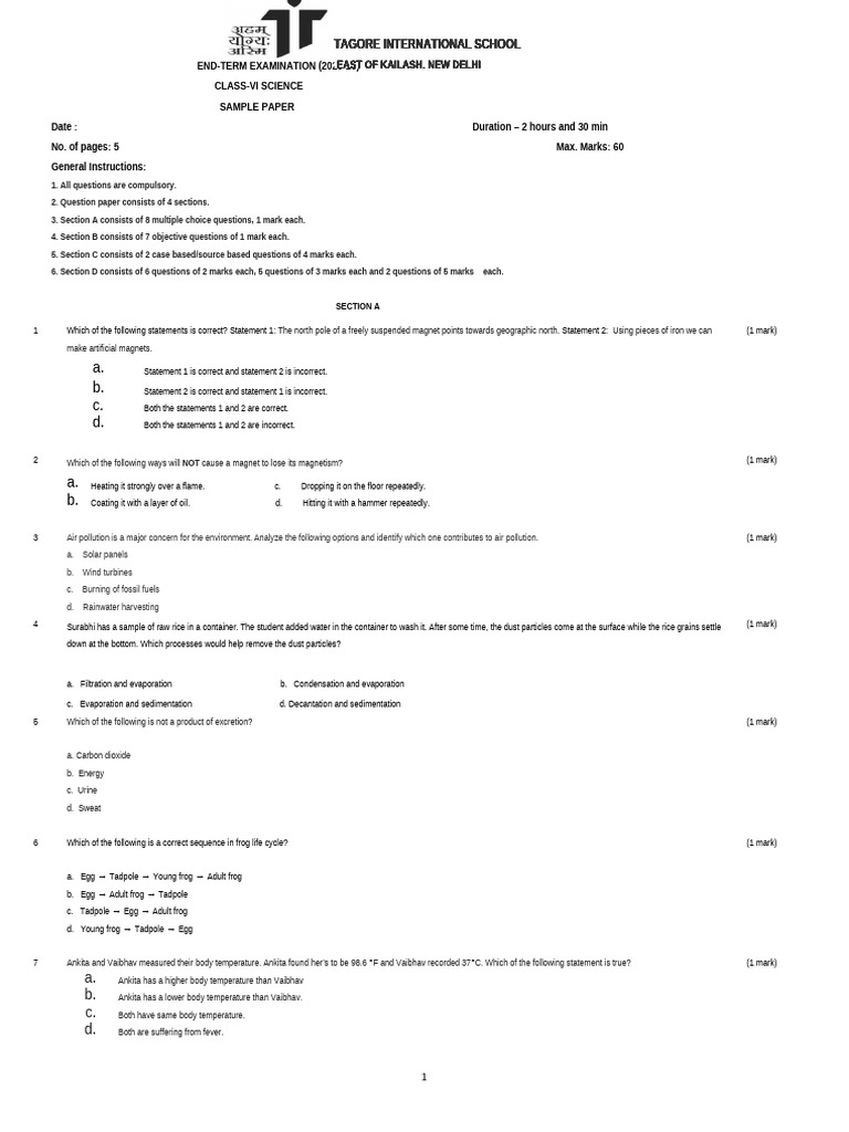 Sample End Term QP | PDF | Thermometer | Forests