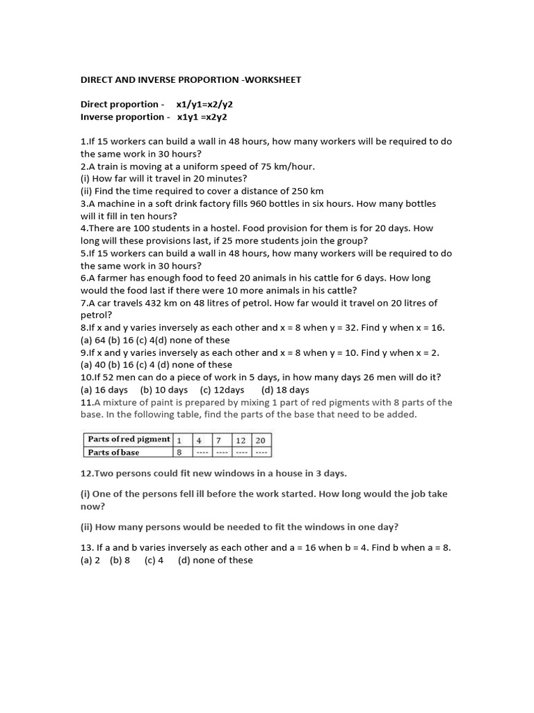 Direct and Inverse Proportion | PDF