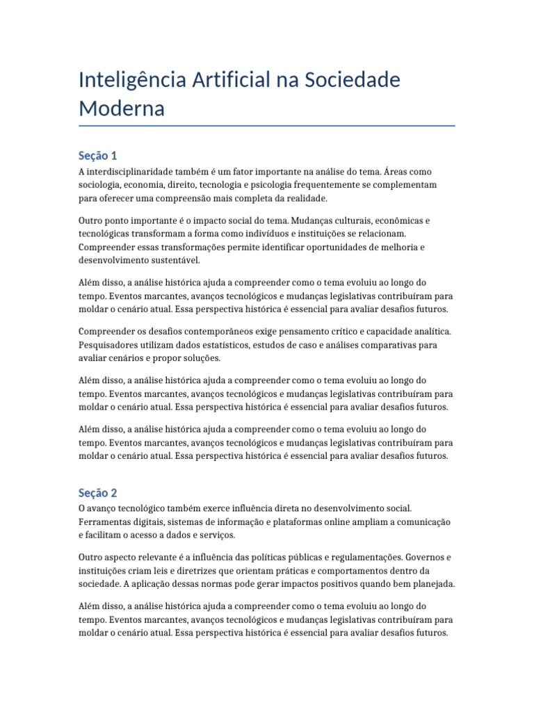 Inteligência Artificial Na Sociedade Moderna | PDF | Sociologia | Economia