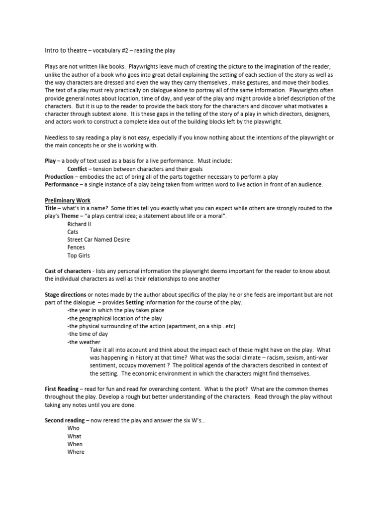 How To Read A Play | PDF | Plot (Narrative) | Human Communication