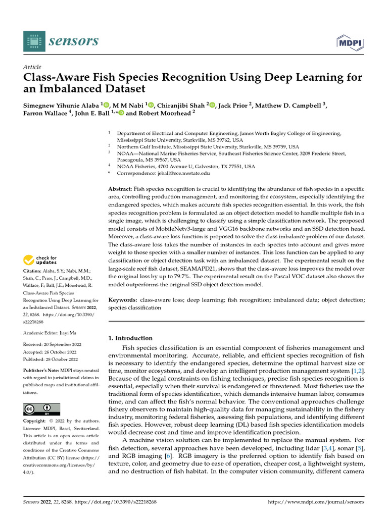 Class-Aware Fish Species Recognition | PDF | Machine Learning | Support ...