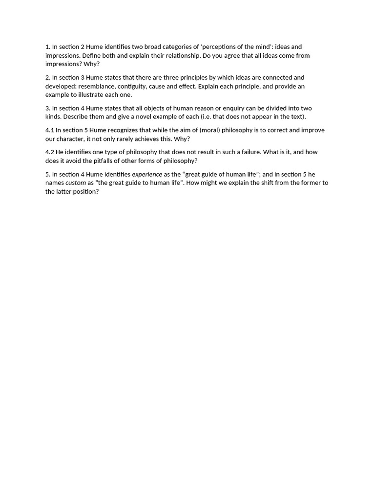 Hume Tutorial Questions - 20260304 - 190756 | PDF