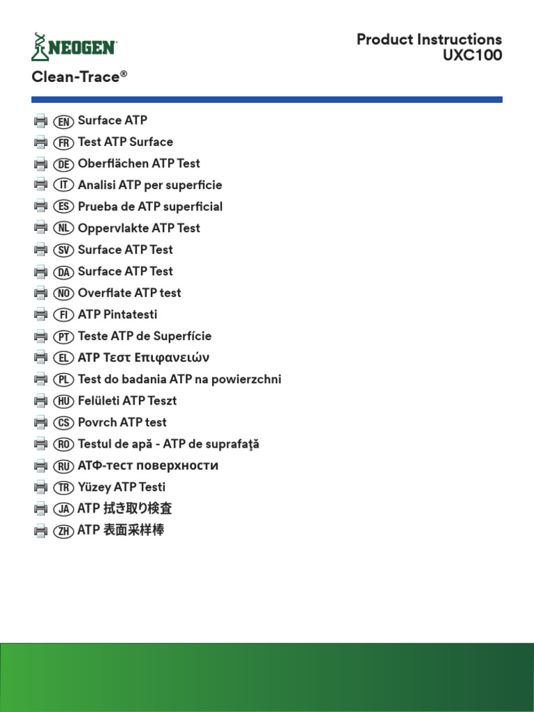 Instructivo Clean Trace cx100 de neogen varios idiomas | PDF | Implied ...