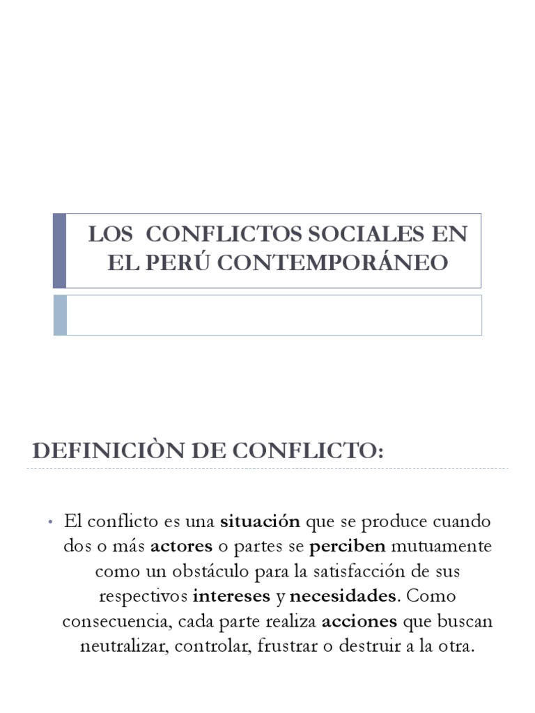 Conflictos Sociales en el Perú Contemporáneo | PDF | Conflicto (proceso ...
