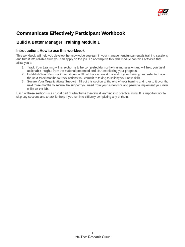 10 Communicate Effectively Participant Workbook | PDF | Brainstorming ...
