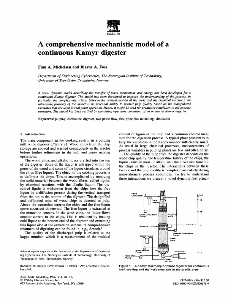 A Comprehensive Mechanistic Model of A Continuous Kamyr Digester | PDF ...