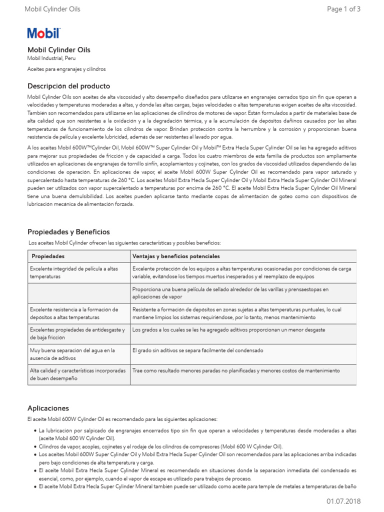 11.9 Mobil Cylinder Oil | PDF | Lubricante | Exxon Mobil