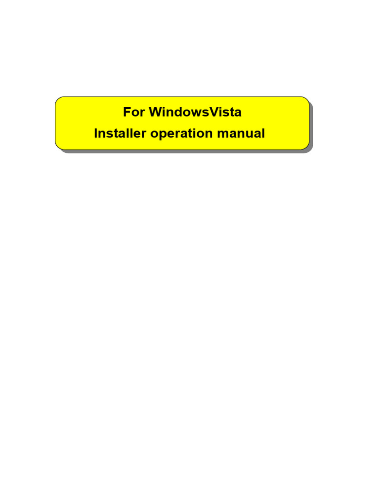 Installer for WindowsVista Operation Manual | PDF